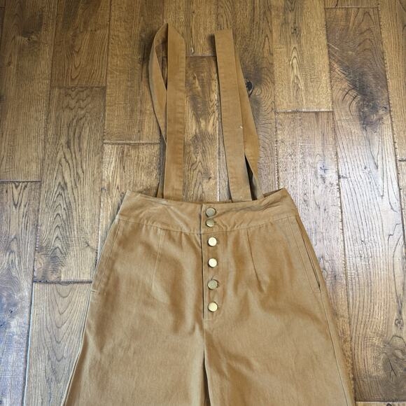 NWT Paper Crane Button Fly Wide Leg Camel Removable Suspender Strap Pants Sz XS - Picture 2 of 8